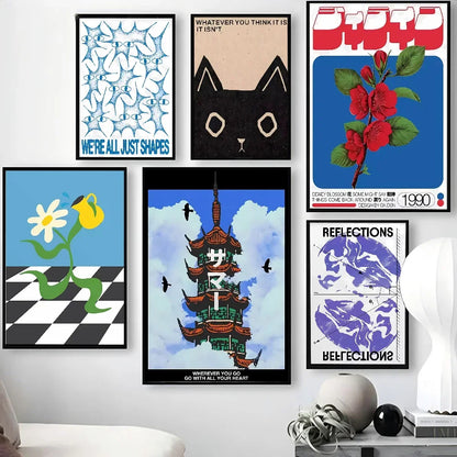 Vintage Abstract Feed Your Mind Classic Self Care Wall Art Poster Paper Print Home Living Room Bedroom Entrance Bar Cafe Art