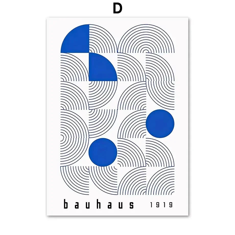 AbstractWall Art Mid CenturyModern Blue Bauhaus High DefinitionCanvasPrinting Poster Home Living Room Bedroom Decoration Pict