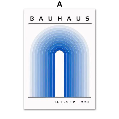 AbstractWall Art Mid CenturyModern Blue Bauhaus High DefinitionCanvasPrinting Poster Home Living Room Bedroom Decoration Pict