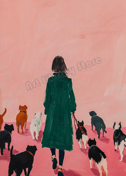 Retro Abstract 60s Fashion Woman and Goose Trendy Colorful Poster Canvas Paintings Wall Art Pictures Modern Home Decor