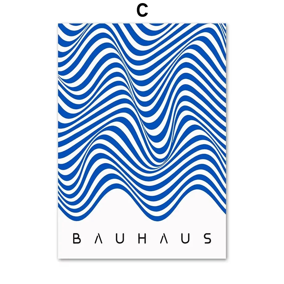 AbstractWall Art Mid CenturyModern Blue Bauhaus High DefinitionCanvasPrinting Poster Home Living Room Bedroom Decoration Pict