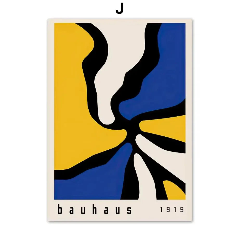 AbstractWall Art Mid CenturyModern Blue Bauhaus High DefinitionCanvasPrinting Poster Home Living Room Bedroom Decoration Pict