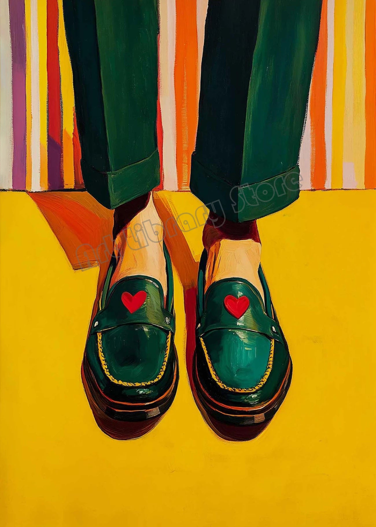 Retro Abstract 60s Fashion Woman and Goose Trendy Colorful Poster Canvas Paintings Wall Art Pictures Modern Home Decor