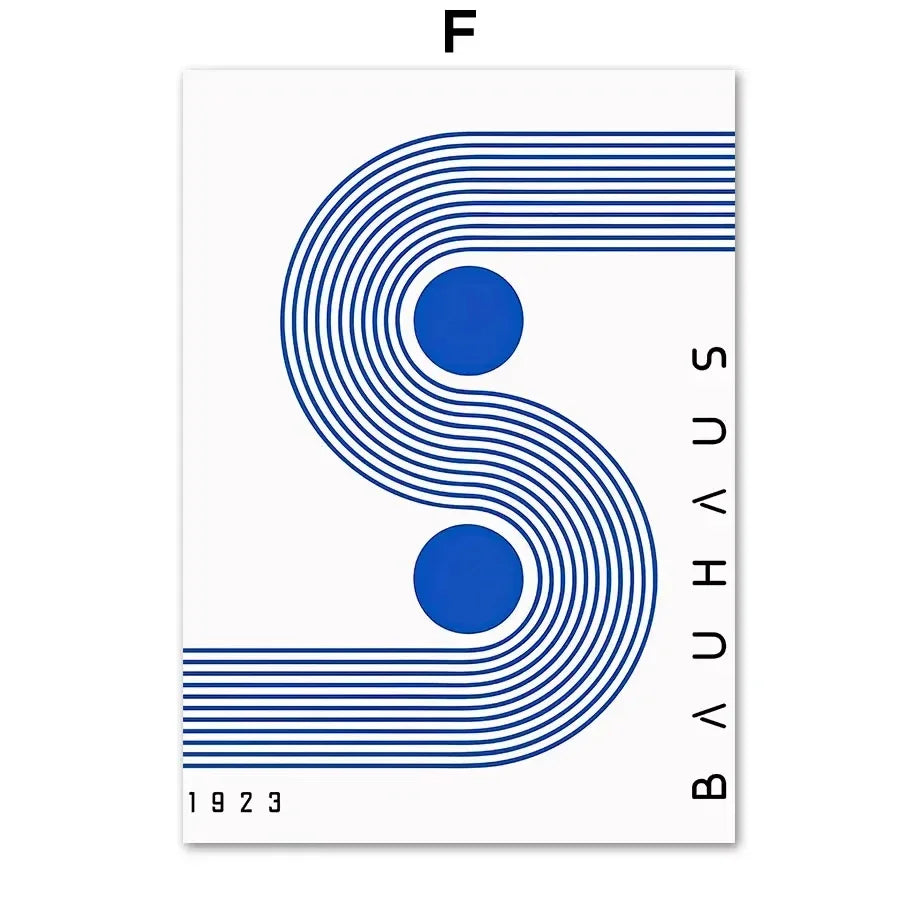 AbstractWall Art Mid CenturyModern Blue Bauhaus High DefinitionCanvasPrinting Poster Home Living Room Bedroom Decoration Pict
