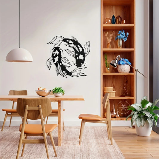 Feng Shui Koi Fish Art Metal Sculpture Minimalist Line Art Metal Wall Art Abstract Art