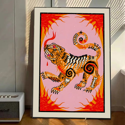 Classic Abstract Retro Poster Stickers Art Wall Murals Decor Game Room Decor Gifts Kawaii HD Painting Cat Cars