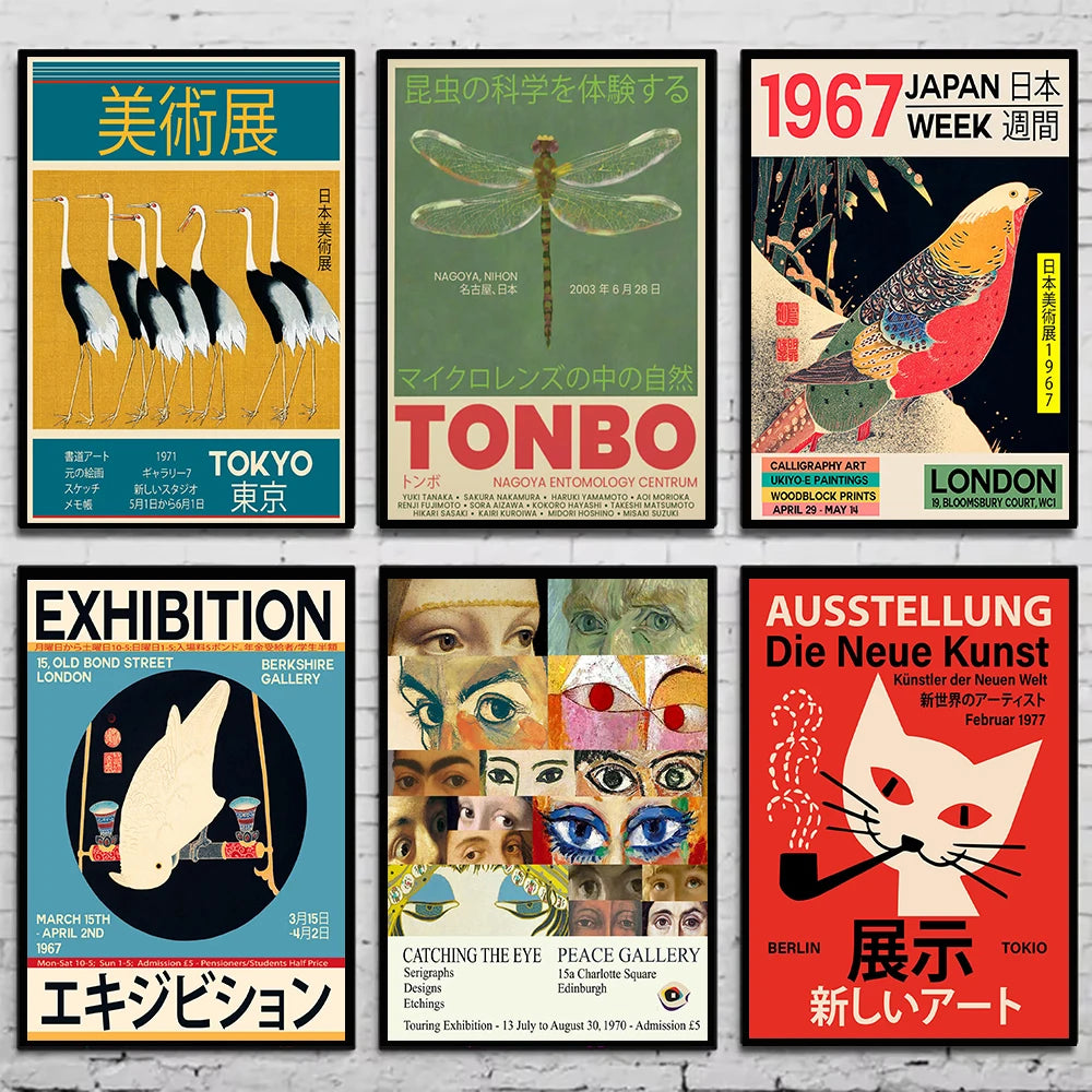 Modern Abstract Japanese Print Hokusai Posters Japan Picture Retro Exhibition Canvas Painting Wall Art Home Decor Mural Cuadros