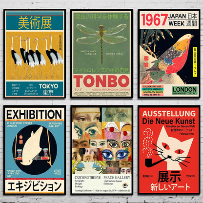 Modern Abstract Japanese Print Hokusai Posters Japan Picture Retro Exhibition Canvas Painting Wall Art Home Decor Mural Cuadros