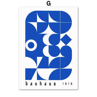 AbstractWall Art Mid CenturyModern Blue Bauhaus High DefinitionCanvasPrinting Poster Home Living Room Bedroom Decoration Pict