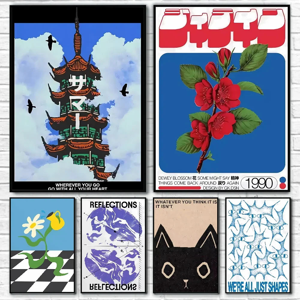 Vintage Abstract Feed Your Mind Classic Self Care Wall Art Poster Paper Print Home Living Room Bedroom Entrance Bar Cafe Art